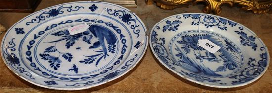 Two 18th century Delft blue and white dishes